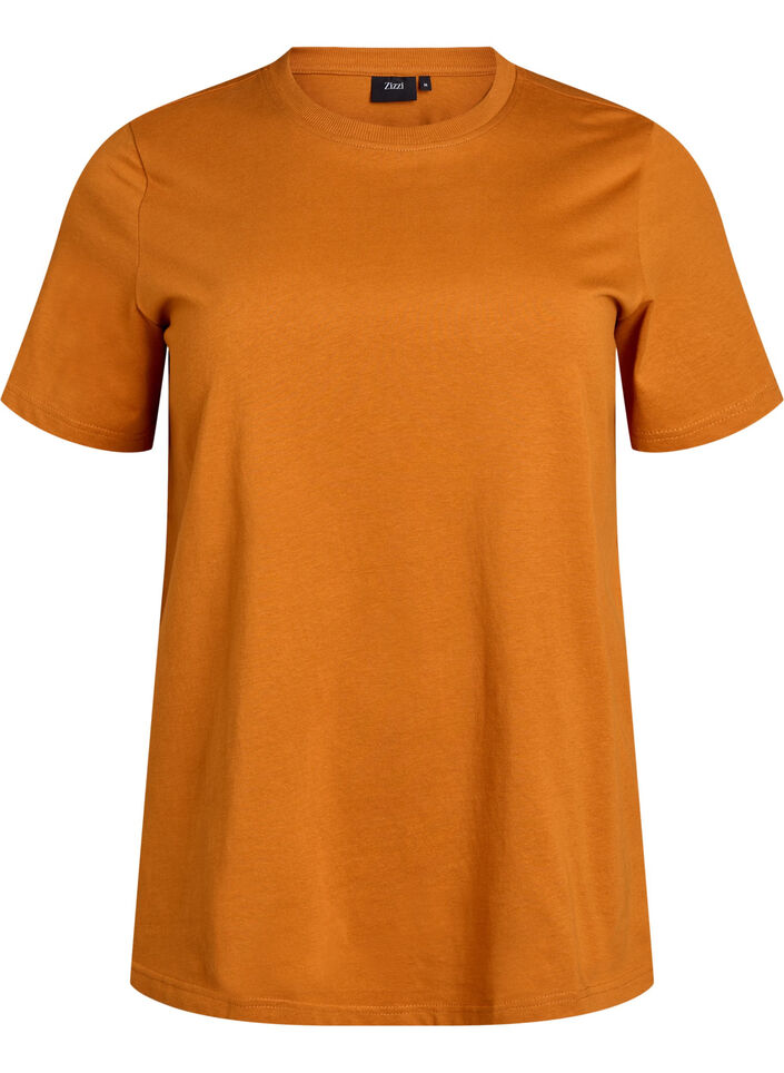 Basic cotton T-shirt with round neck, Orange, Packshot image number 0