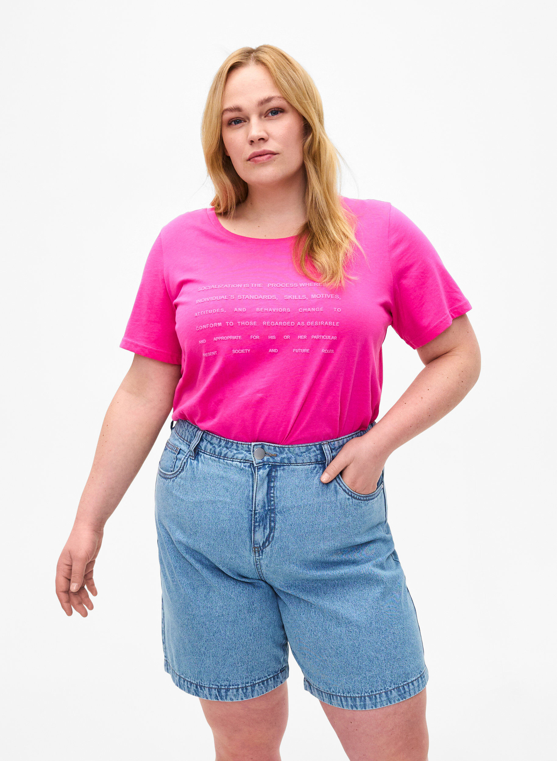 Zizzifashion High waist denim shorts, Light Blue Denim, Model image number 0