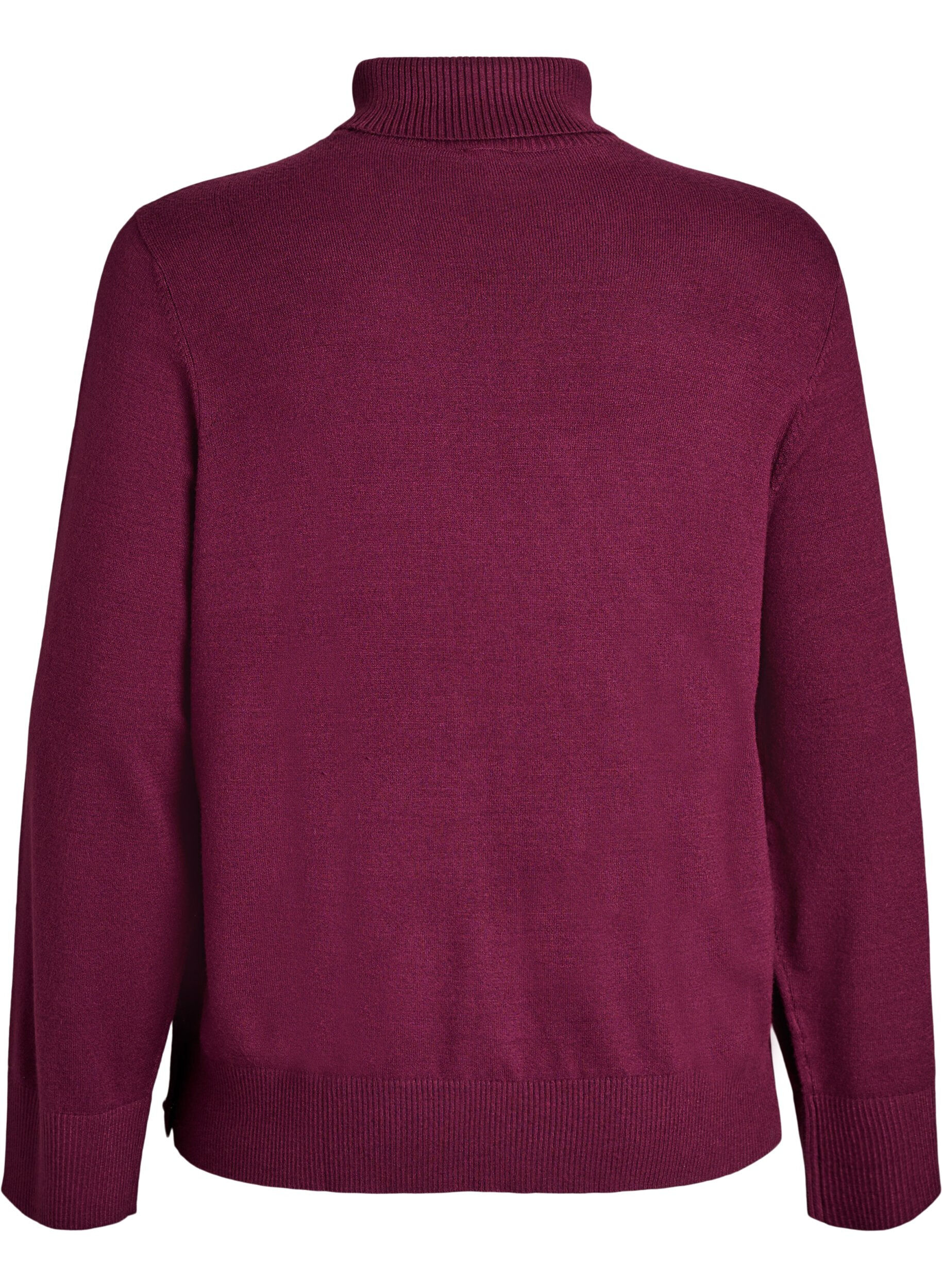 Zizzifashion Knitted blouse with turtleneck and side buttons, Dark Bordeaux, Packshot image number 1