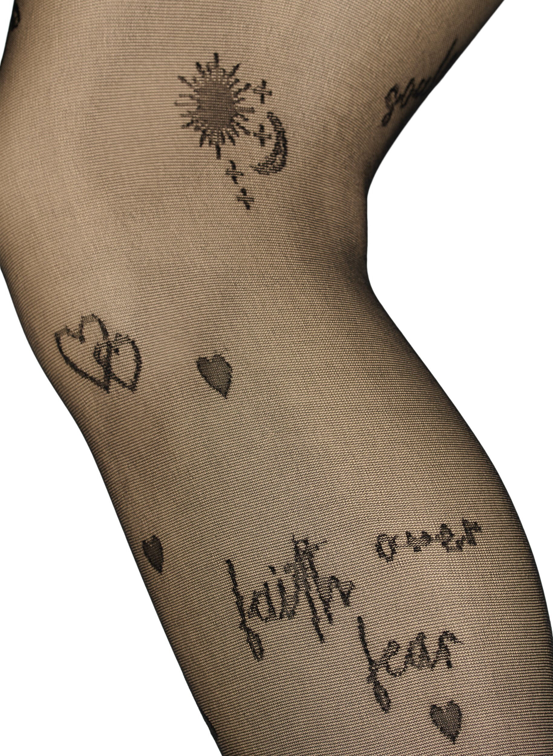 Zizzifashion Tattoo tights in 25 denier, Black, Packshot image number 1