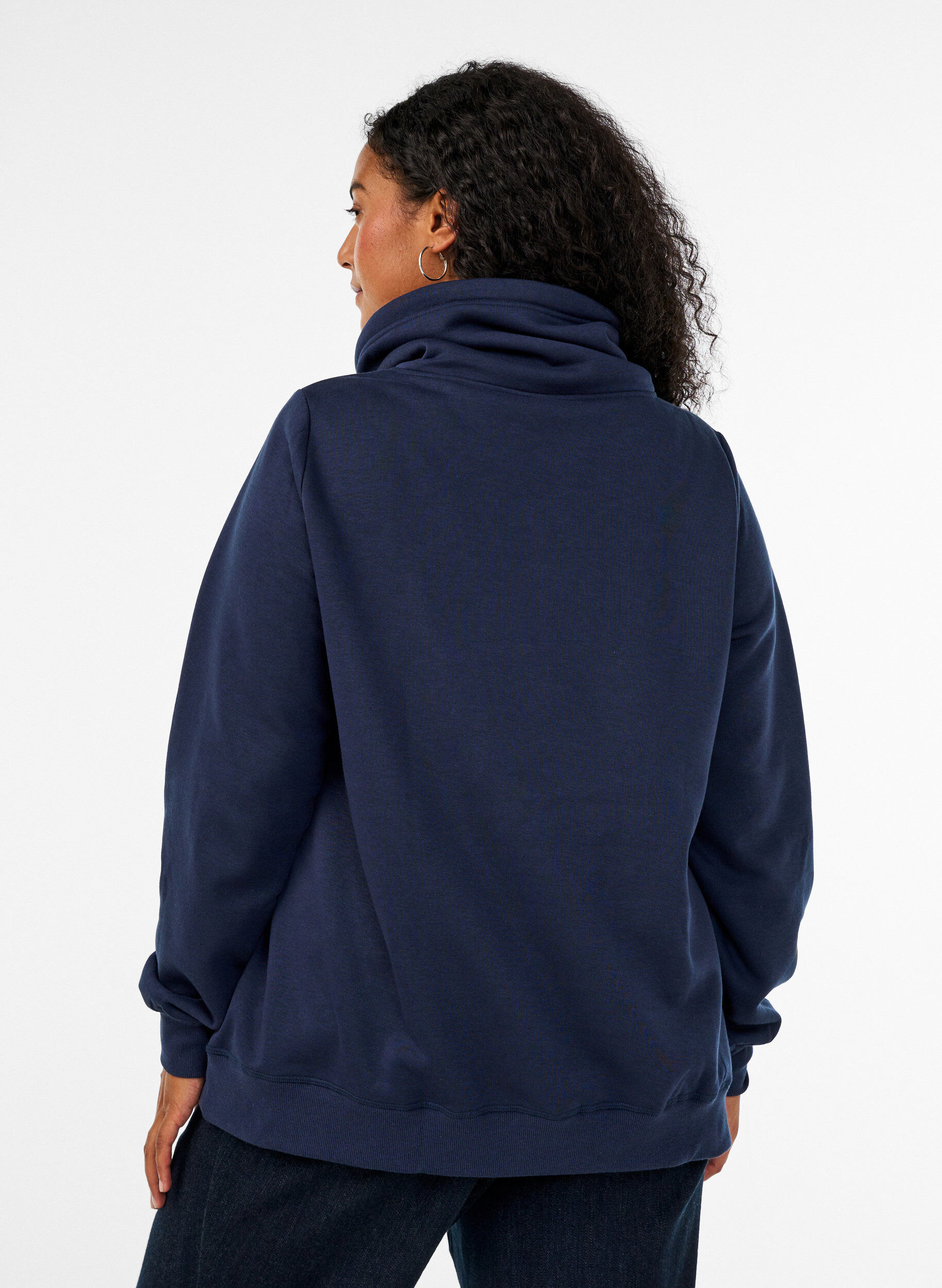 ZizzifashionSweatshirt with high collar and pockets, Blue, Model image number 2