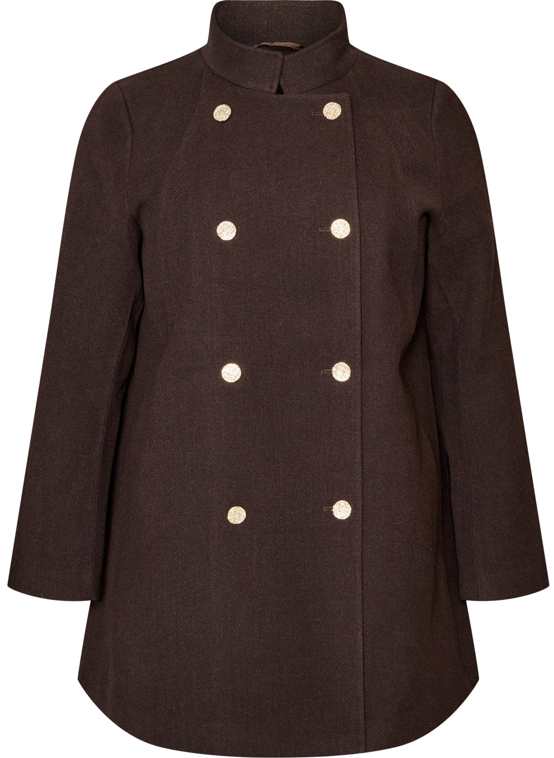 A-line coat with gold buttons