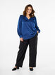 Long-sleeved blouse with ruffles and v-neck, Estate Blue, Model image number 2
