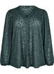 Long-sleeved blouse with glitter and pattern, Green, Packshot image number 0