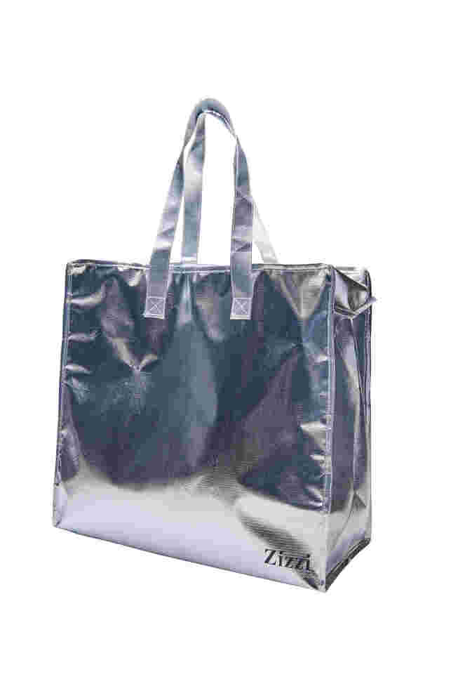 Shopping bag with zip, Silver, Packshot image number 1