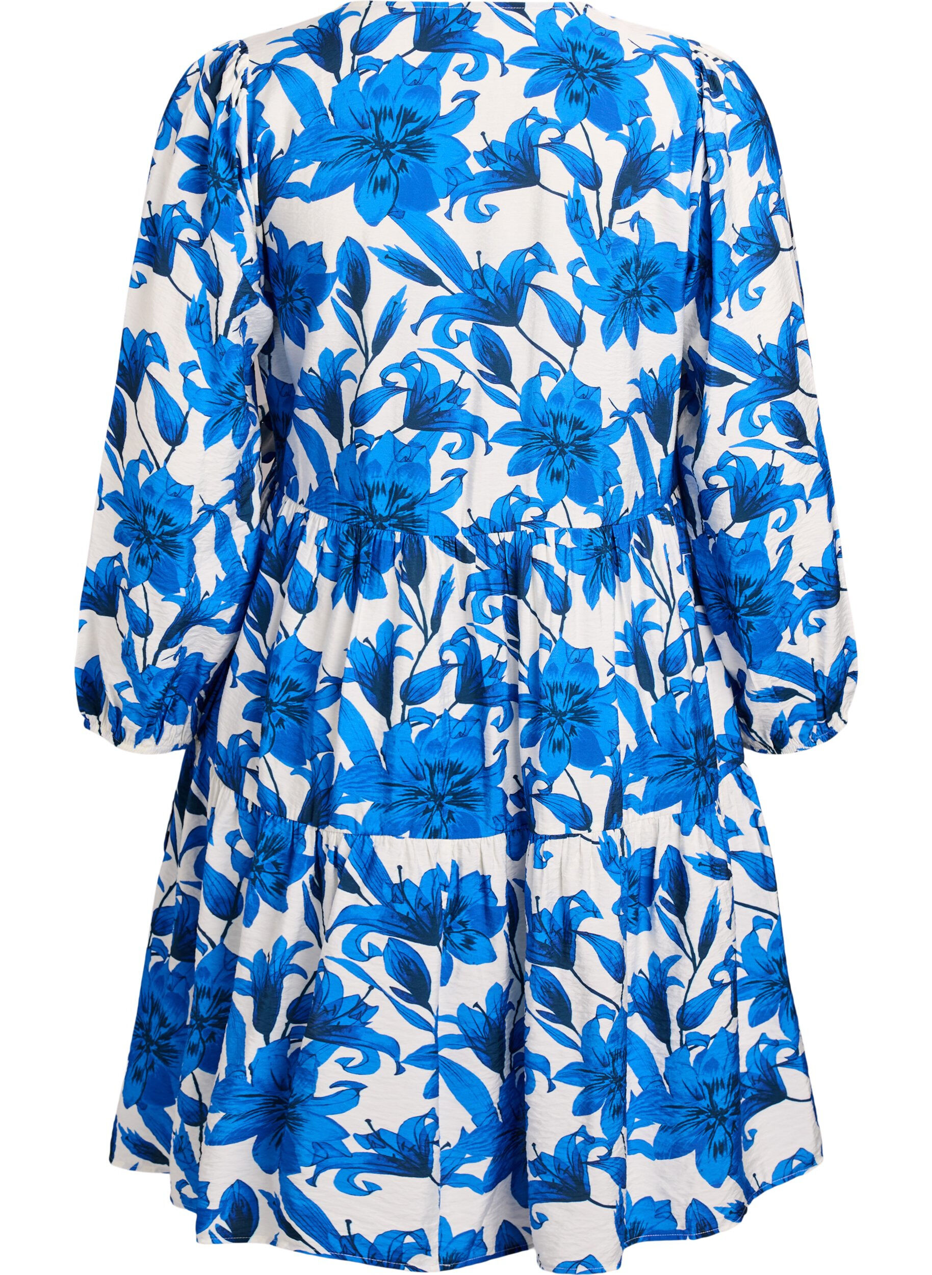 Zizzifashion Floral wrap dress with tie belt, Vanilla, Packshot image number 1