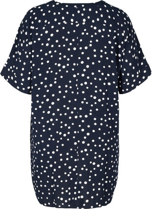 Short-sleeved viscose tunic with print, Night Sky Dot, Packshot image number 1