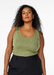 Slim-fit tank top with rhinestones, Green, Model image number 0