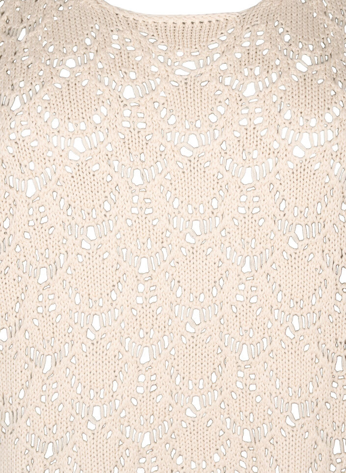 Knitted blouse with short bat sleeves, Beige, Packshot image number 2