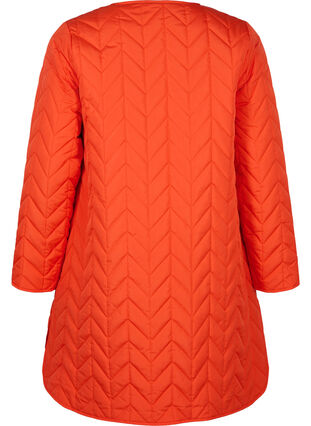 Quilted jacket with buttons, Tangerine Tango, Packshot image number 1