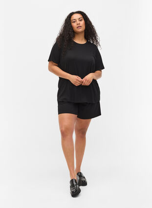 Shorts in ribbed fabric with pockets, Black, Model image number 0