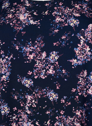 FLASH - Blouse with short sleeves and print, Navy Rose Flower, Packshot image number 2