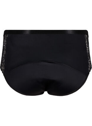 Period panties with lace and regular waist, Black, Packshot image number 1