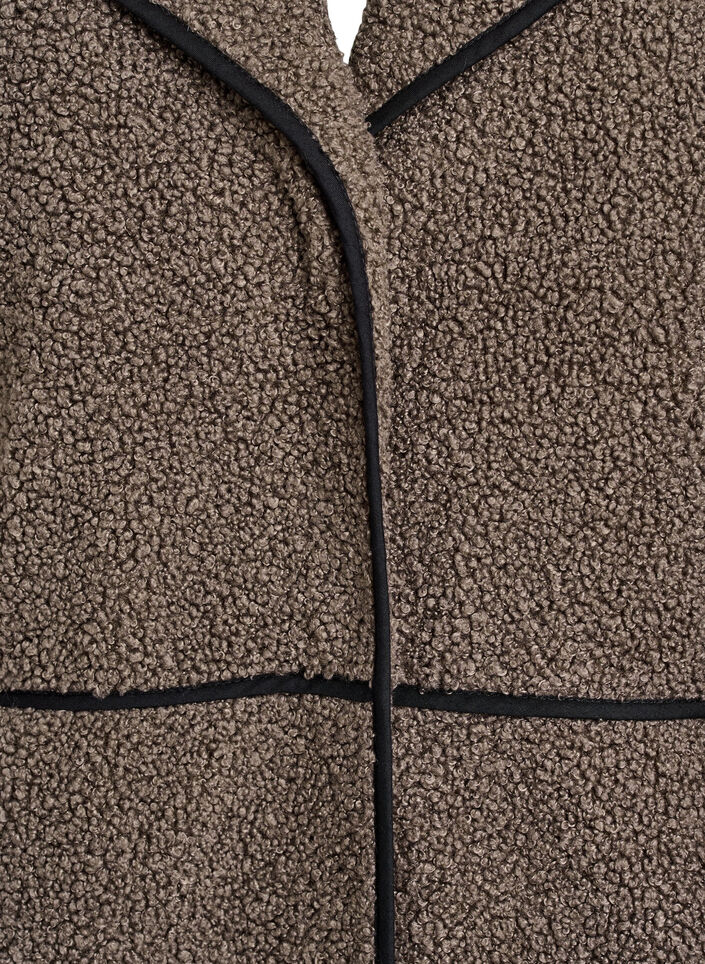 Soft teddy jacket with contrast details, Brown, Packshot image number 2