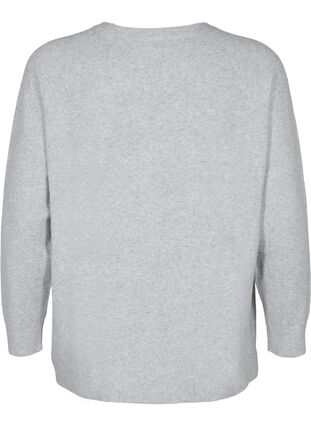 Melange knitted top with sequins, Light Grey Melange, Packshot image number 1