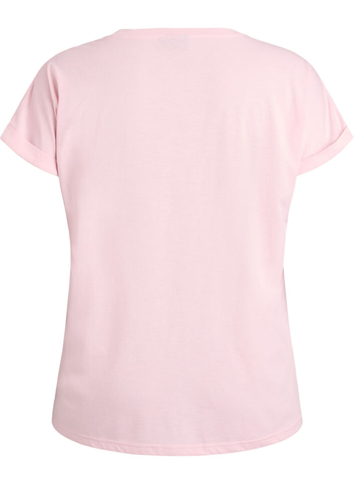 Short-sleeved cotton blend t-shirt, Pink, Packshot image number 1