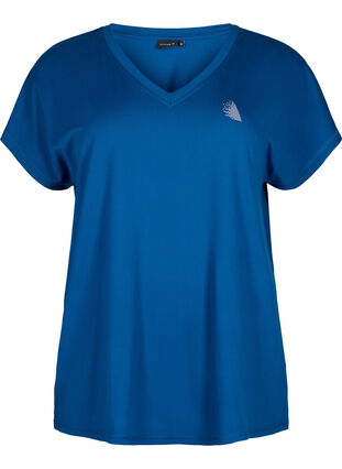 Loose training t-shirt with v-neck, Blue Opal, Packshot image number 0