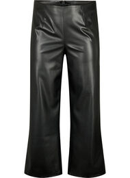 Imitated leather trousers with a wide leg., Black, Packshot