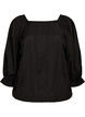 Viscose blouse with a square neck and 3/4-sleeves, Black, Packshot image number 0