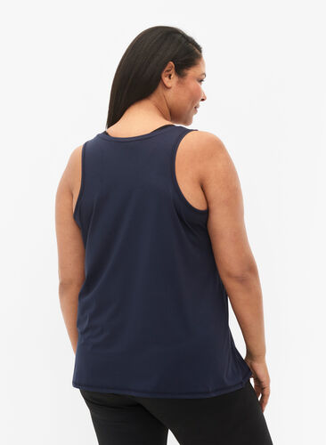 Plain-coloured sports top with round neck, Night Sky, Model image number 1