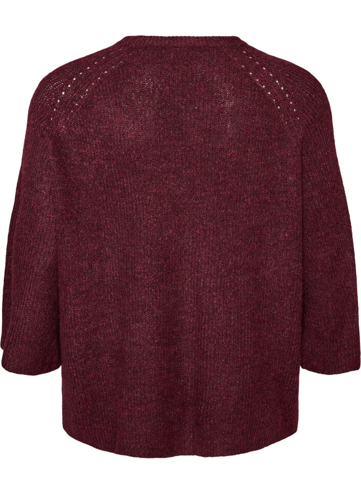 Ribbed jumper with 3/4 sleeves, Red, Packshot image number 1