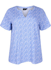 Floral cotton t-shirt with v-neck