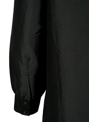 Solid colored shirt with ruffle detail, Black, Packshot image number 3