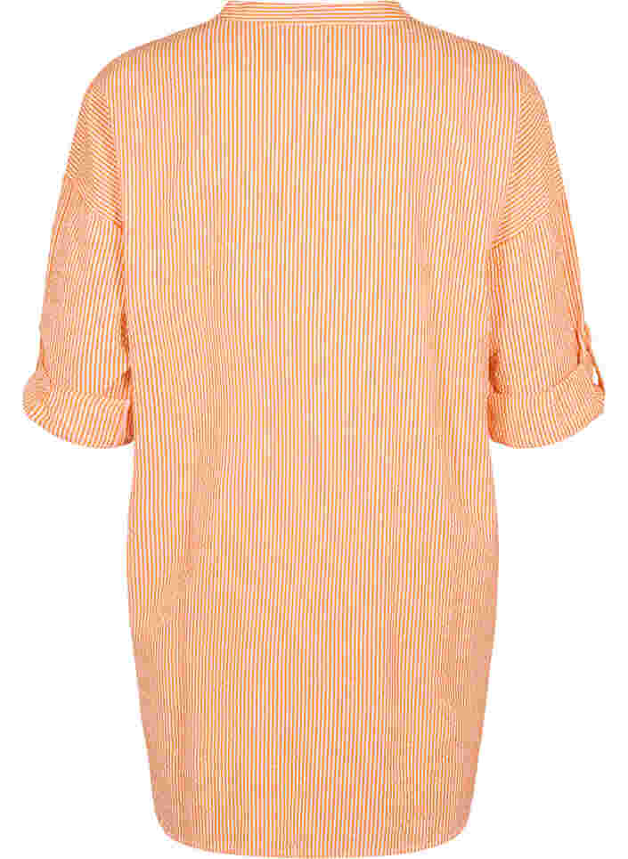 Striped cotton shirt with 3/4 sleeves, Exuberance Stripe, Packshot image number 1