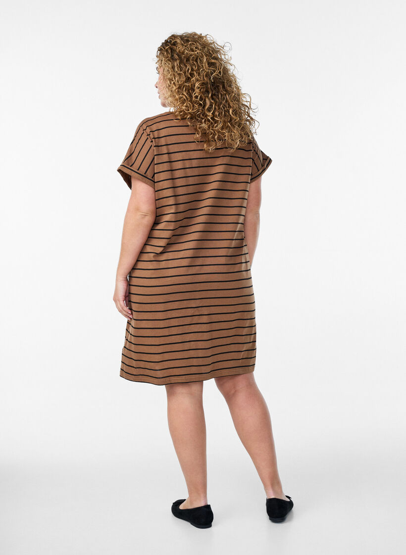 2-pack T-shirt dress with short sleeves, Brown, Model image number 2