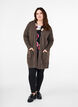 Ribbed Knit Cardigan with Pockets, Brown, Model image number 1
