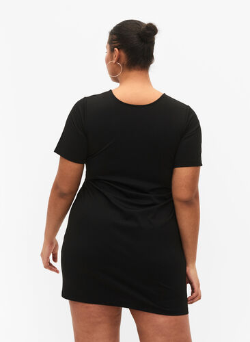 Reversible dress with string detail, Black, Model image number 1