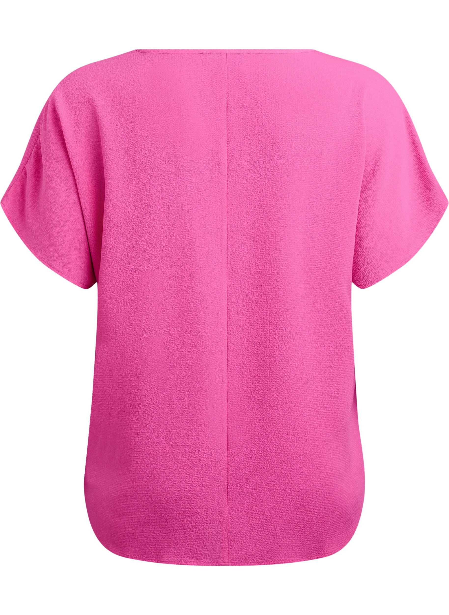 Zizzifashion Blouse with short sleeves and a round neckline, Rose, Packshot image number 1