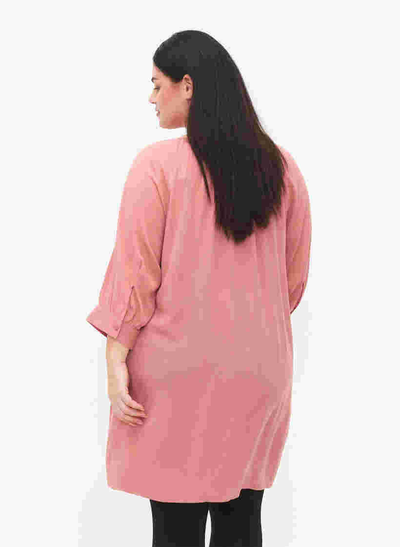 Viscose tunic with 3/4 sleeves, Old Rose, Model image number 1