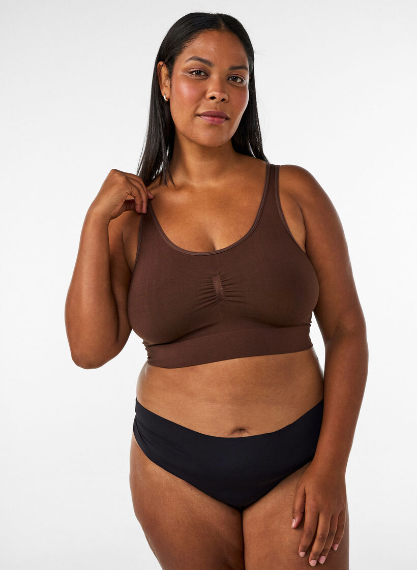 Soft non-padded bra, Brown, Model image number 1