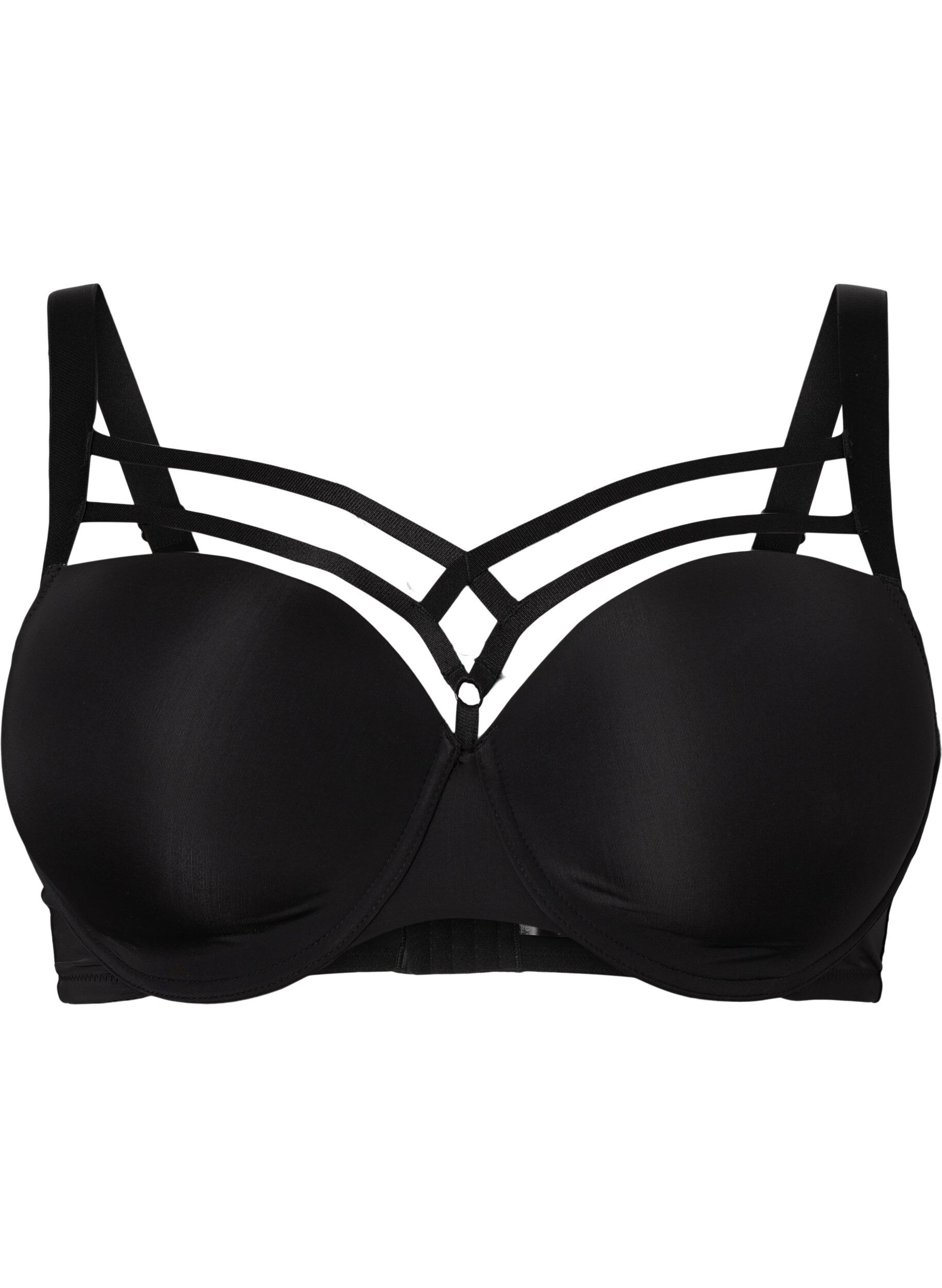 Zizzifashion Moulded bra with string detail, Black, Packshot image number 0