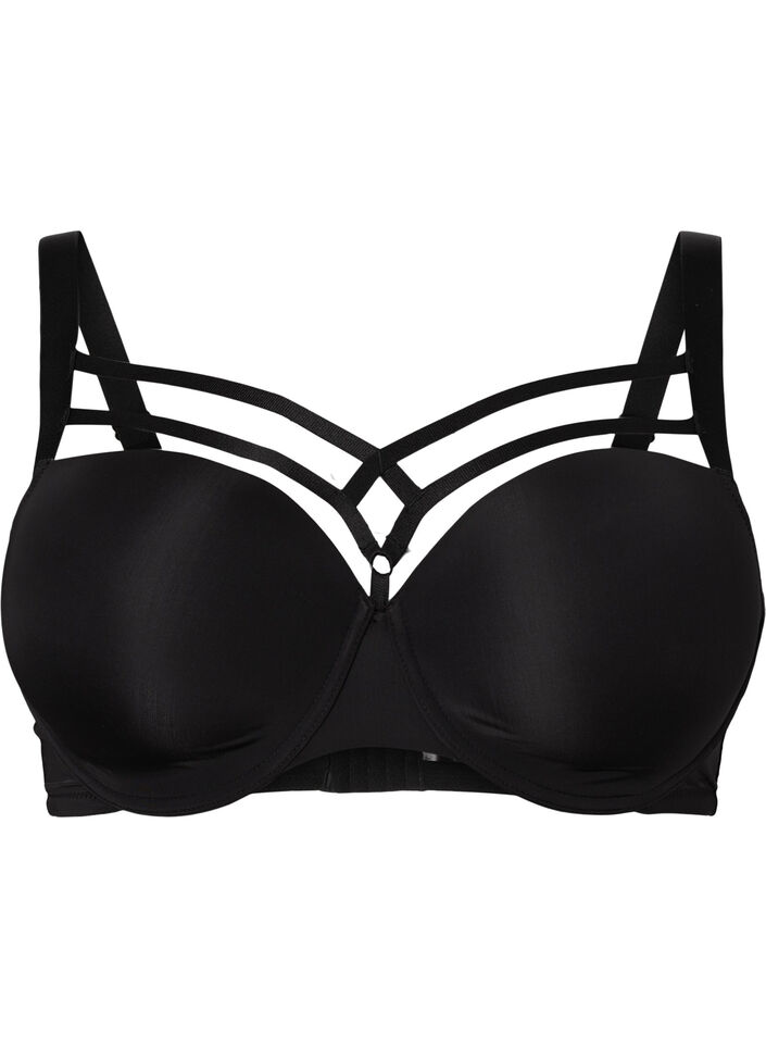 Moulded bra with string detail, Black, Packshot image number 0