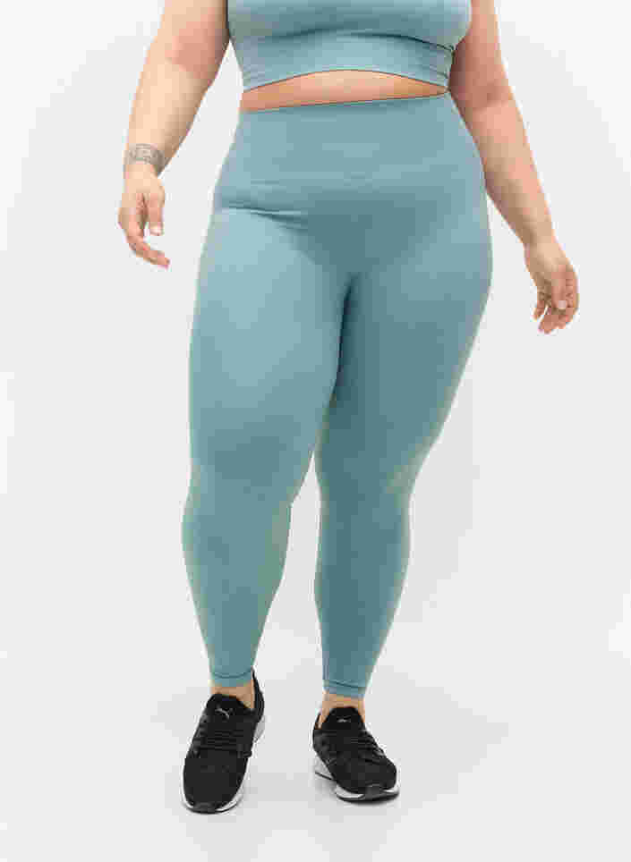 Workout leggings with ribbed structure, Slate, Model image number 3