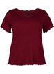Short-sleeved pyjama top with lace trim, Cabernet, Packshot image number 0