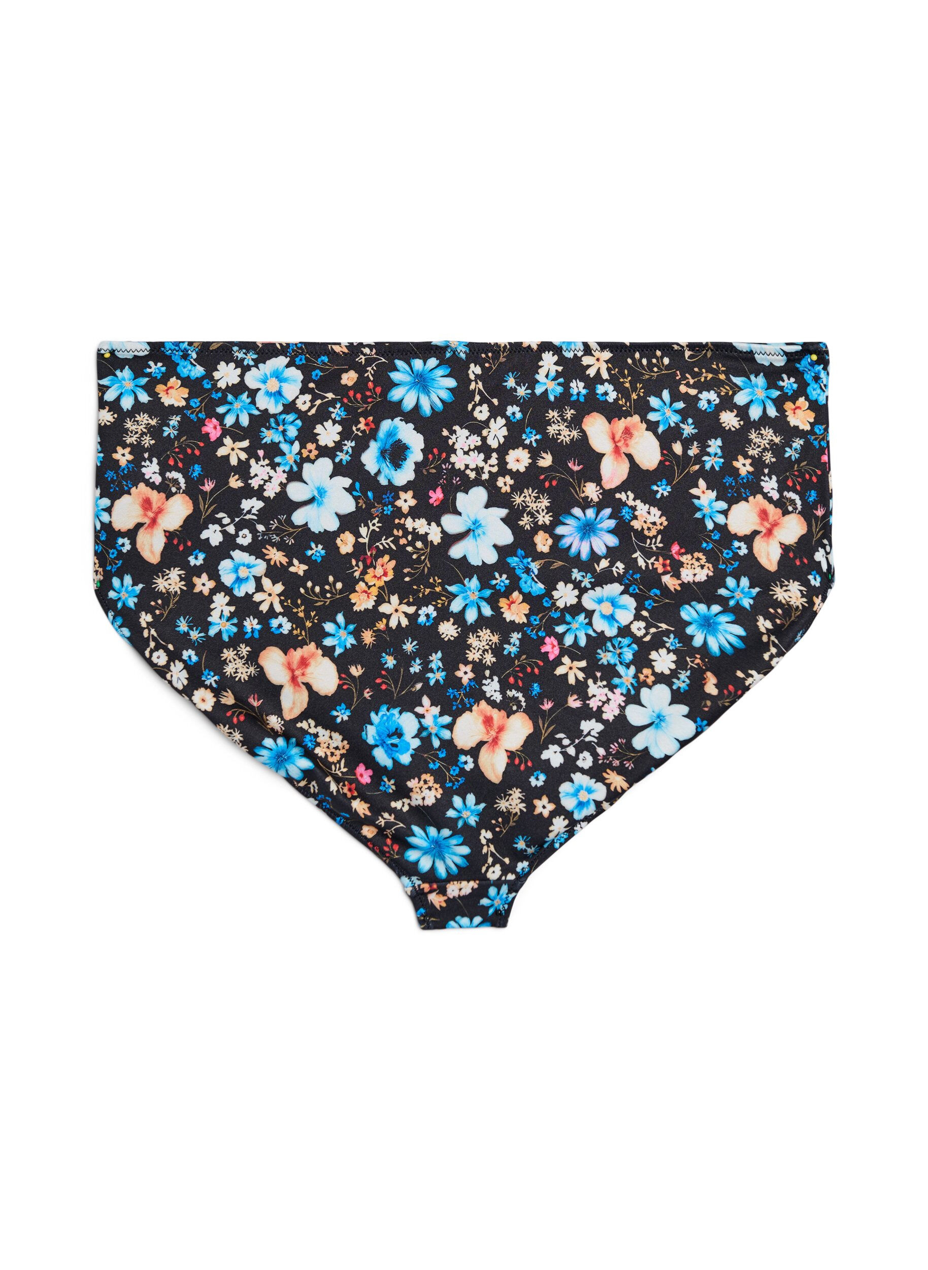 Zizzifashion High-waisted floral bikini bottoms, Blue, Packshot image number 1