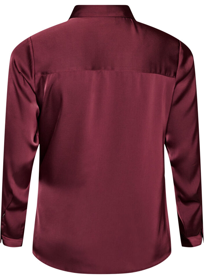 Shirt with a satin look and wrap effect, Red, Packshot image number 1