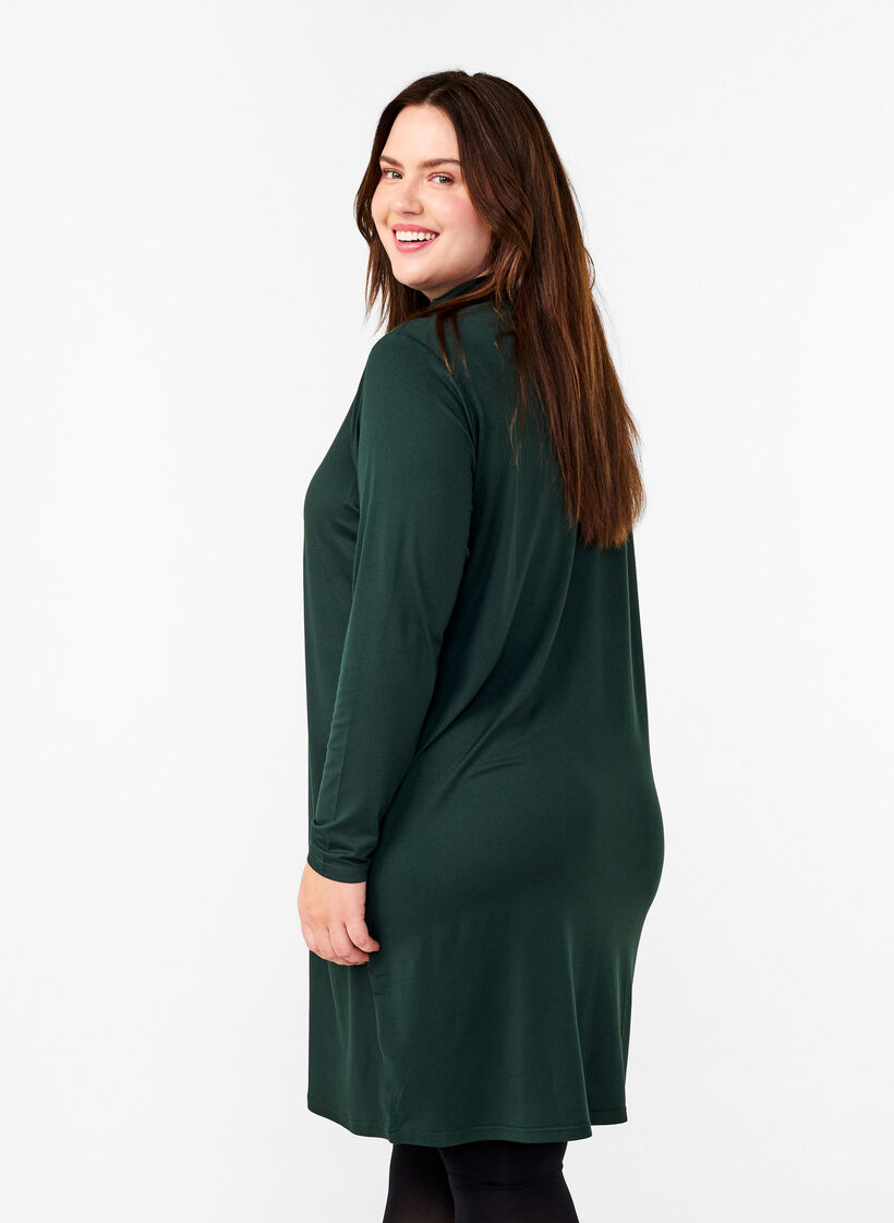 FLASH - Long sleeve dress with turtleneck, Green, Model image number 2