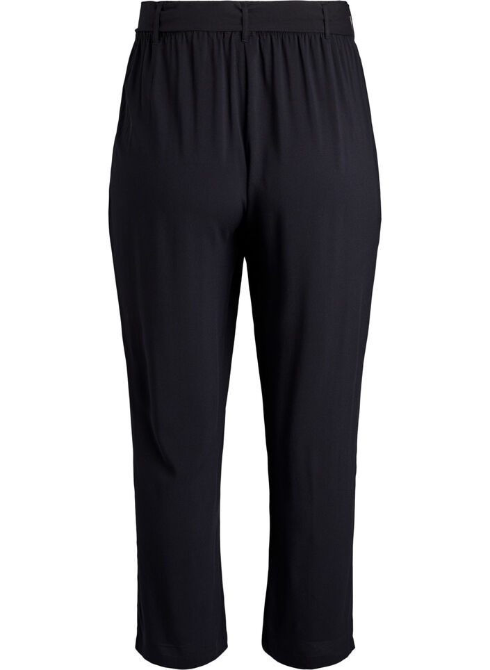 High-waisted viscose trousers, Black, Packshot image number 1