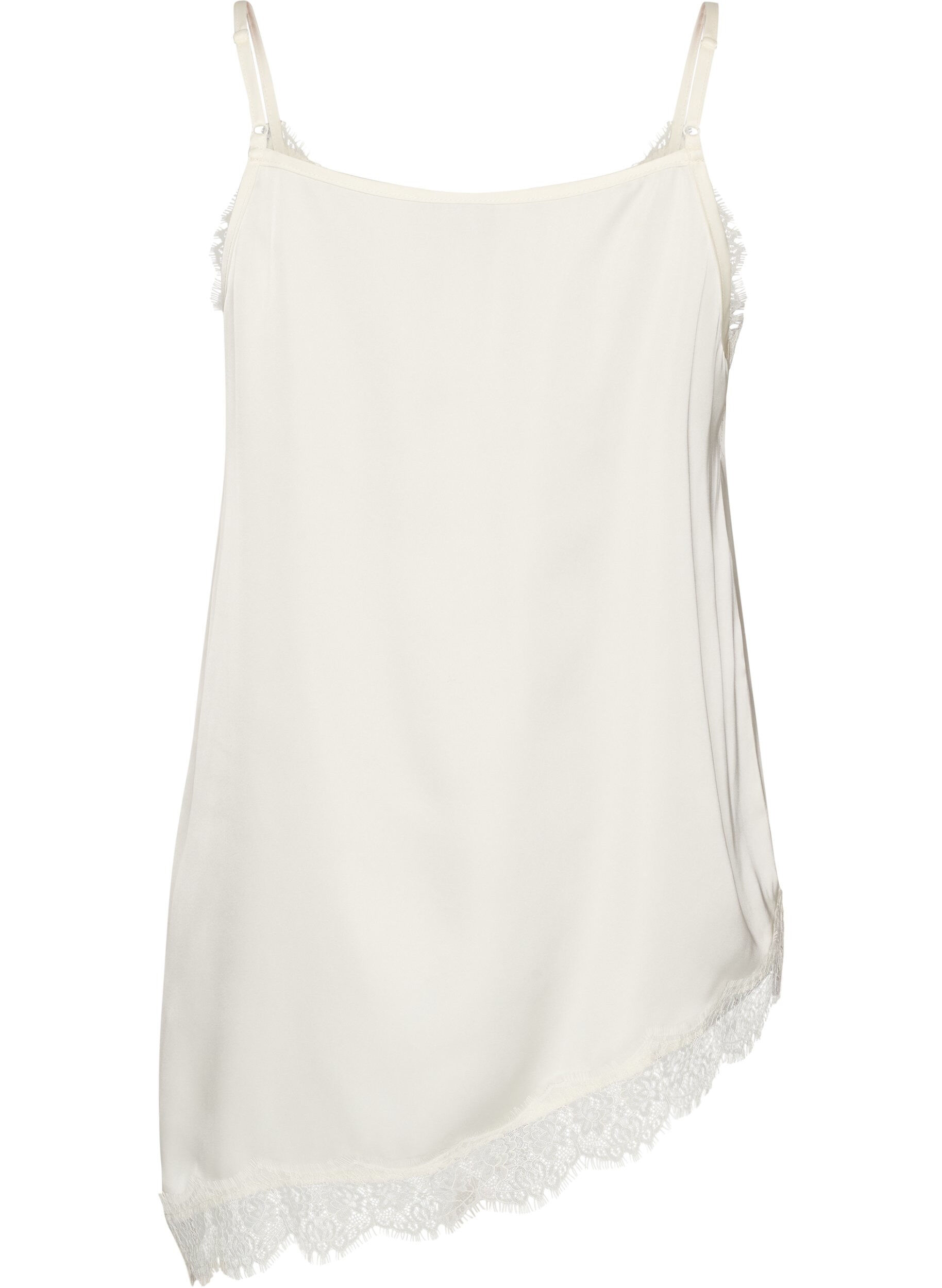 ZizzifashionStrappy top with lace and an asymmetrical hem, Vanilla, Packshot image number 1