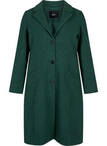 Coat with buttons and pockets, Trekking Green Mel, Packshot image number 0