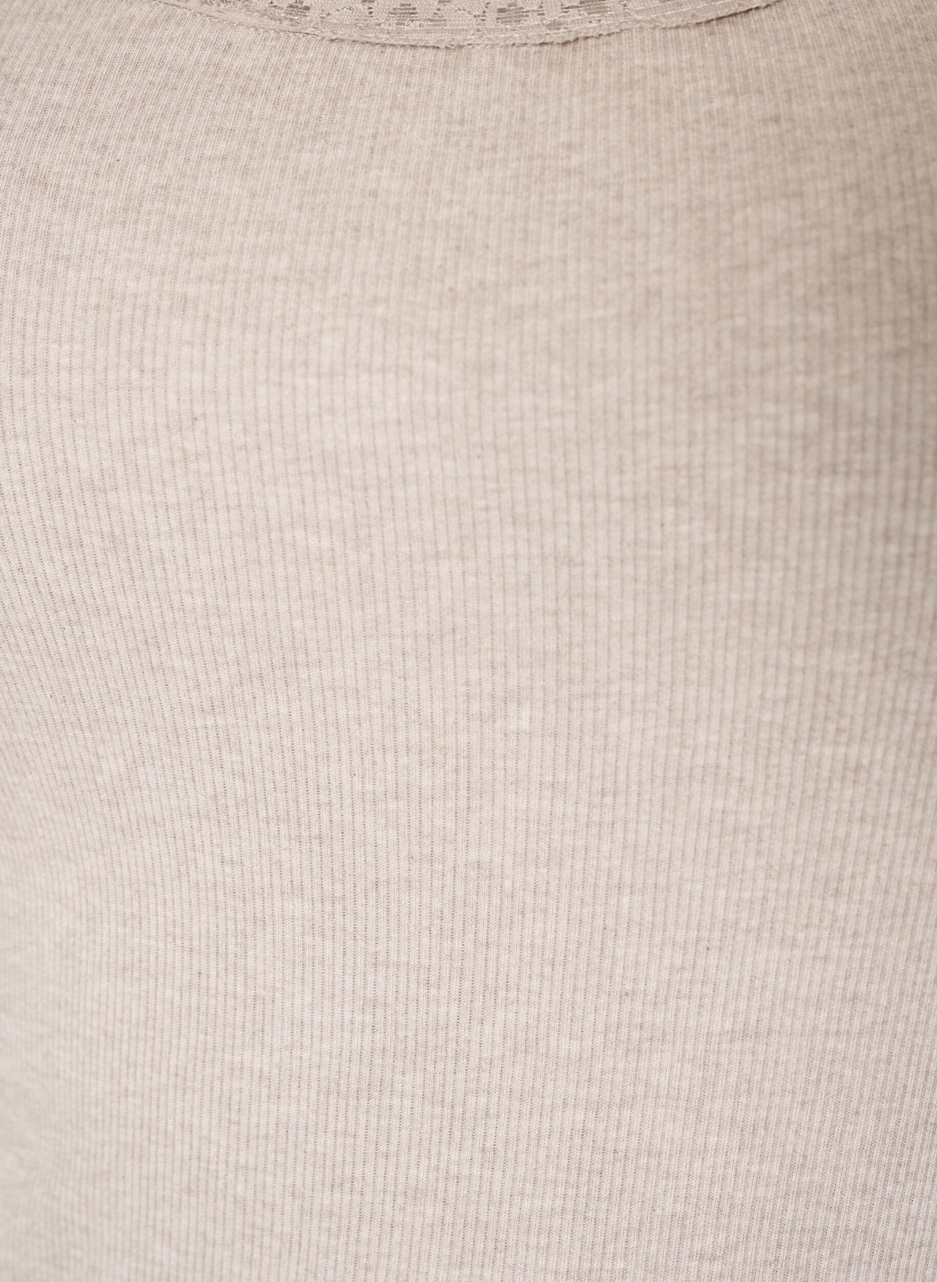 ZizzifashionRibbed top with lace trim, Beige, Packshot image number 2