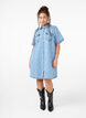 Denim dress with destroy pattern and short sleeves, Blue Denim, Model image number 2