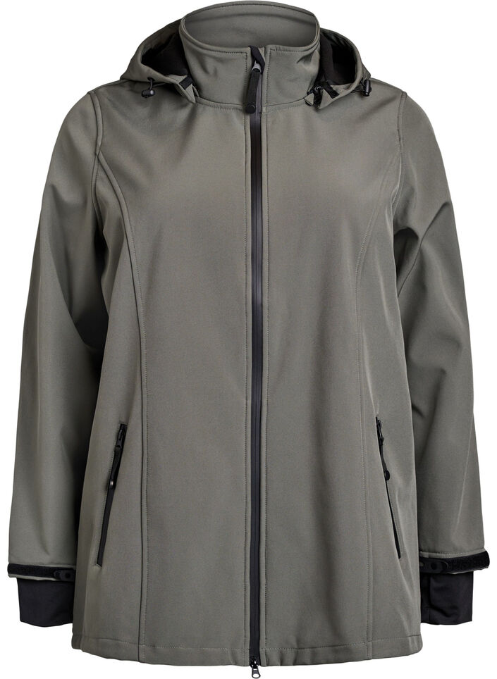 Short softshell jacket with detachable hood - Dark Grey - Sz. 40-64 ...