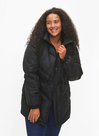 Puffer winter jacket with hood, Black, Model
