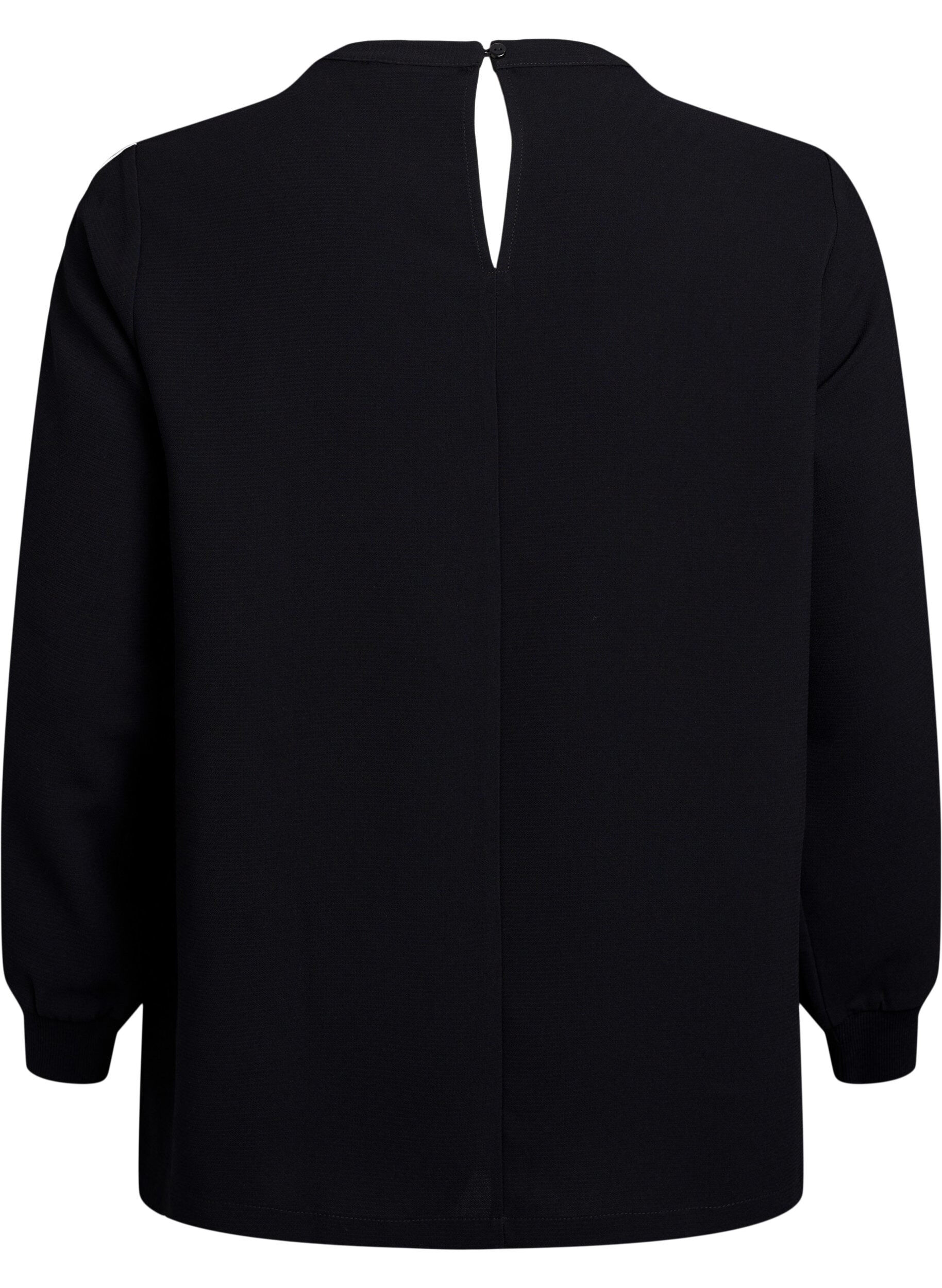 Zizzifashion Blouse with stripe detail on the sleeves, Black, Packshot image number 1