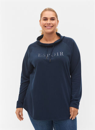 Sweatshirt with high collar, Navy Blazer, Model image number 0